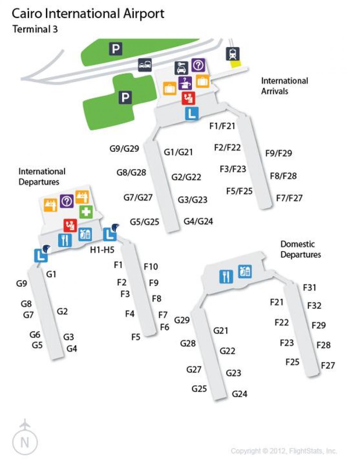 地図のカイロ空港ターミナル