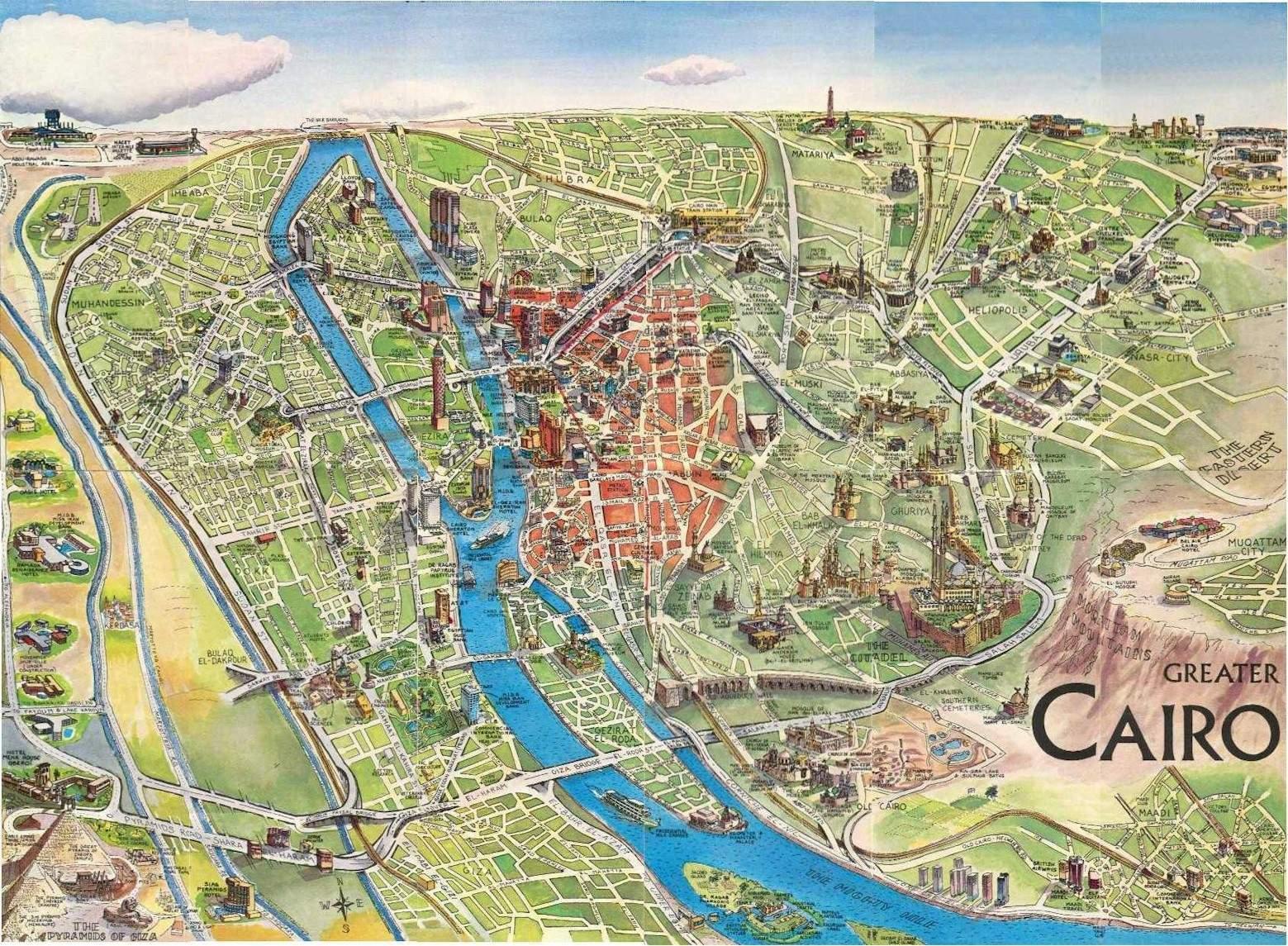 観光マップのカイロ エジプトの地図観光cairo Egypt エジプト