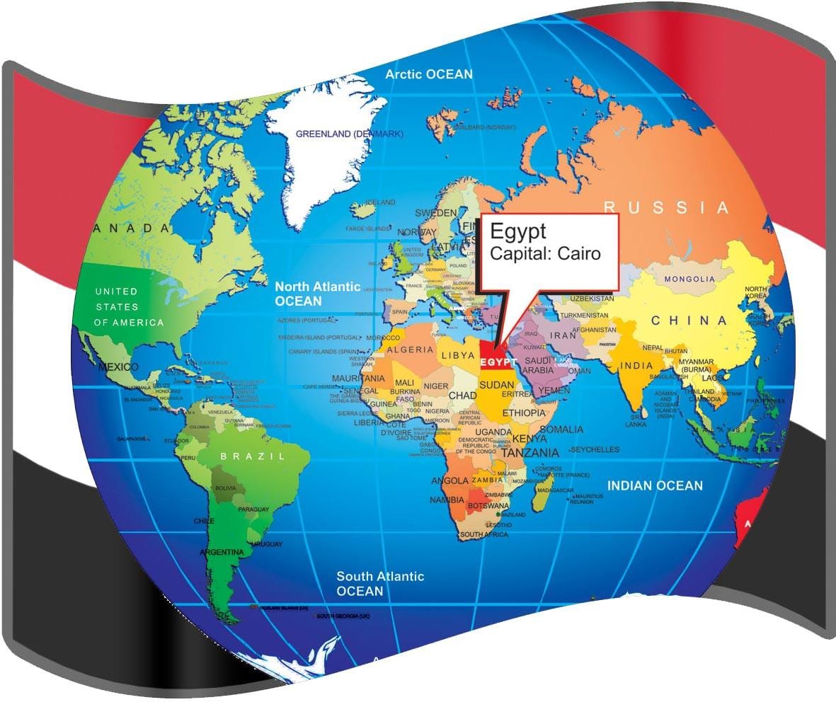 カイロの場所が世界の地図